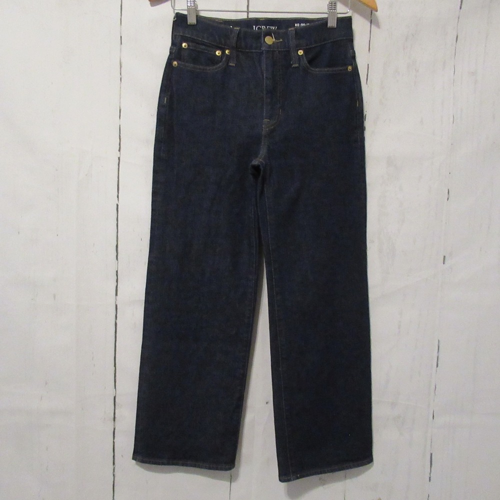 J Crew Jeans 24 '96 Slim Wide Leg High Rise Dark Wash Preppy Trouser